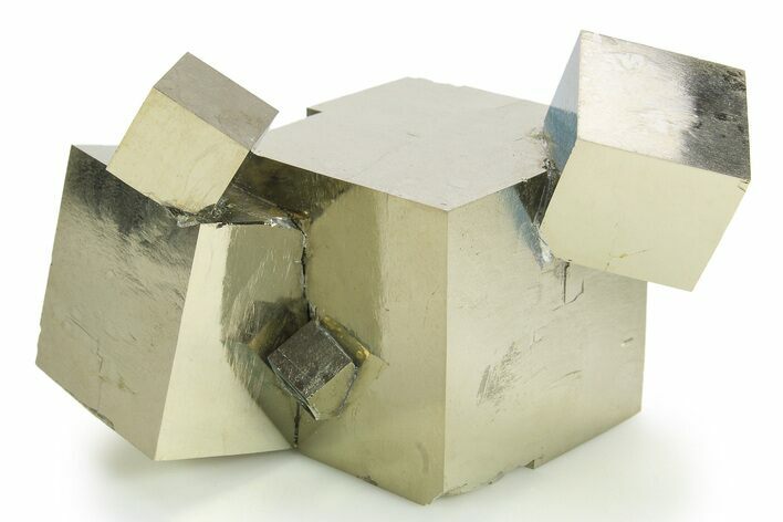 Shiny, Natural Pyrite Cube Cluster - Navajun, Spain #298979